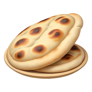 Cinematic Realistic Naan Bread Dish Emoji, showcasing soft, fluffy naan brushed with butter rendered with lifelike detail and inviting, warm lighting. sticker