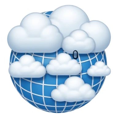 a cloud with a globe with meridians sticker