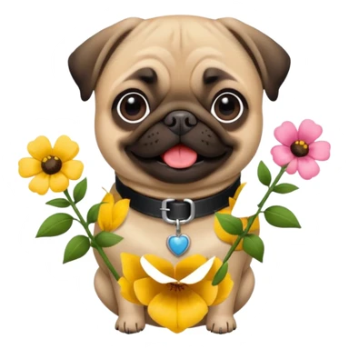 pugdog holding flowers sticker
