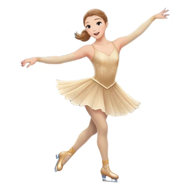 An icon showing a graceful figure skater mid-spin on a sparkling ice rink, wearing an elegant costume. The background features festive arena lights, snowflakes, and cheering spectators. Transparent background captures the beauty, artistry, and elegance of figure skating. sticker