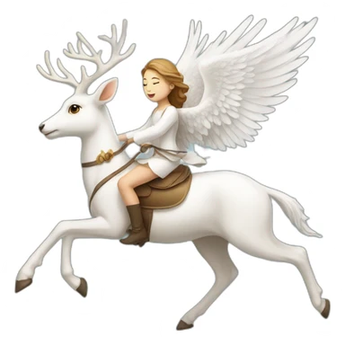 A angel riding a white deer sticker