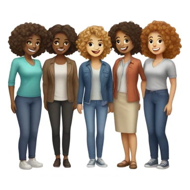 group of ladys with curly hair standing up smiling  sticker