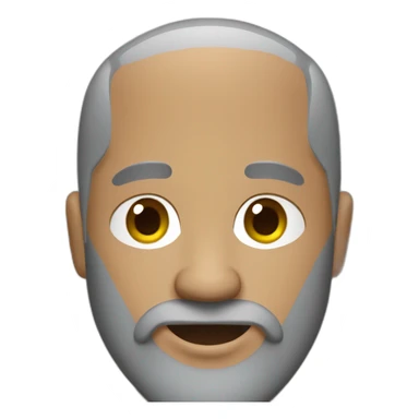 bald man with grey and brown beard working on a Mac sticker