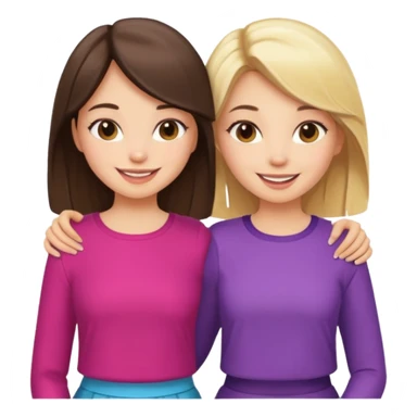 a brunette girl and a blonde girl in cute outfits smiling friends sticker