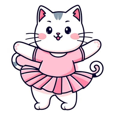 Cat dancing wearing a tutu sticker