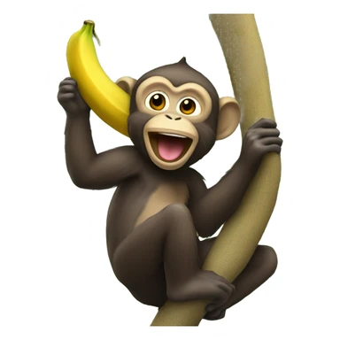 Monkey eating a banana on tree sticker