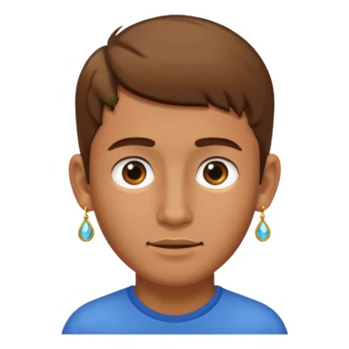 Boy with tanned skin, short brown hair, a light beard, and an earring in his ear sticker