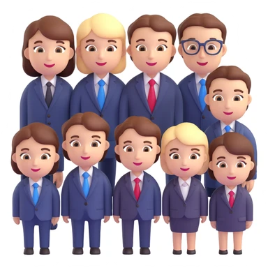 group of people in business attire, 3d emoji style sticker
