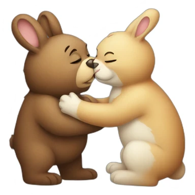 Bear and bunny kissing sticker