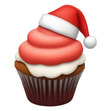 Red cupcake with Santa hat frosting sticker