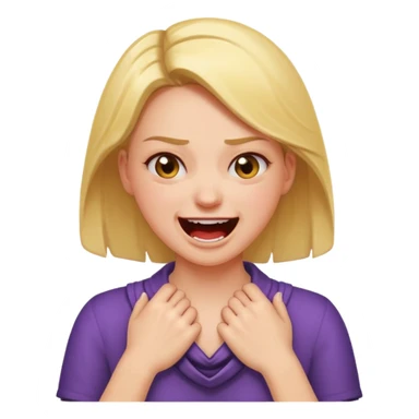 girl holding hands in neck angry and laughing sticker