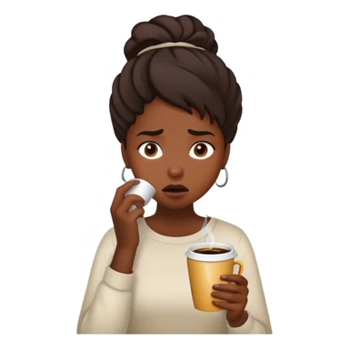 black girl with coffe and cant get it opened looking flustered  sticker