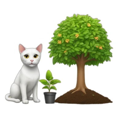 Cat and dog planting a tree sticker