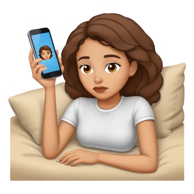 lightskin lady laying down scrolling on her phone bored sticker