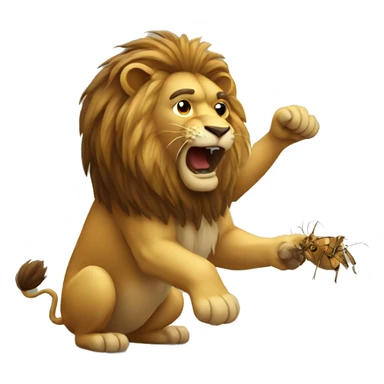 lion catching bug sticker
