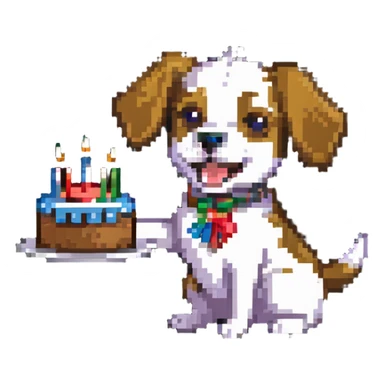 dog celebrating with cake sticker