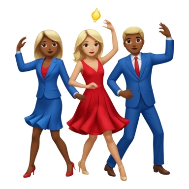 Two people dancing. One wearing red with light skin and blonde hair. One wearing bue with dark skin and brown hair. sticker