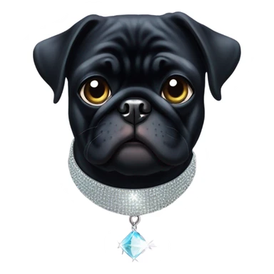 Black pug with rhinestone collar  sticker