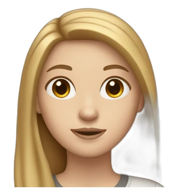 white girl with light brown straight long hair and apple laptop sticker