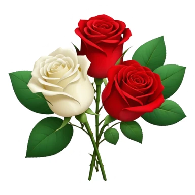 One red flower and one white flower in bouquet sticker