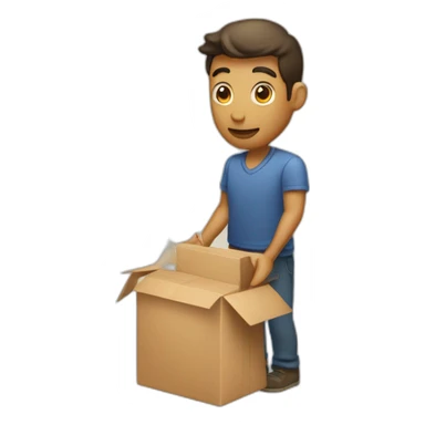 A man giving a package with the word attention on it sticker