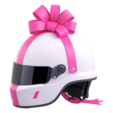 white helmet with pink ribbons on the sides sticker