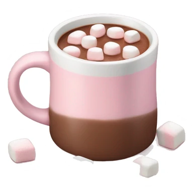 Light Pink mug of hot chocolate with marshmallows  sticker
