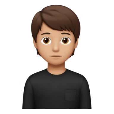 Boy with tan skin, brown hair, hair like Rodrick heffley, black long sleeve shirt, brown eyes sticker