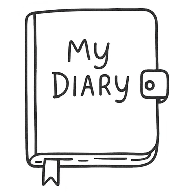a pink diary, hand drawn style with text 'My Diary' sticker