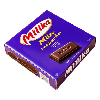 плитка молочного шоколада Milka в фиолетовой упаковке, открытая наполовину sticker