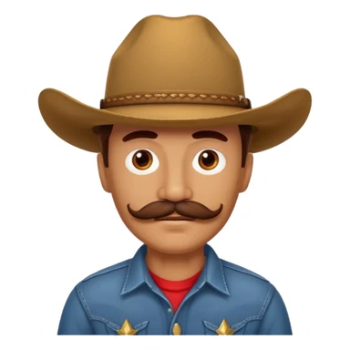 red thick mustache man with a cowboy hat sticker