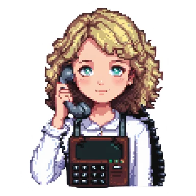 girl with light slightly curly hair talking on the phone sticker