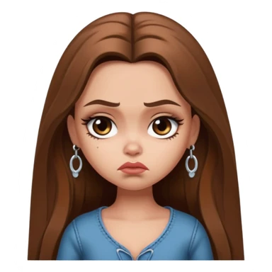 sad pretty bratz baddie, long brown hair sticker