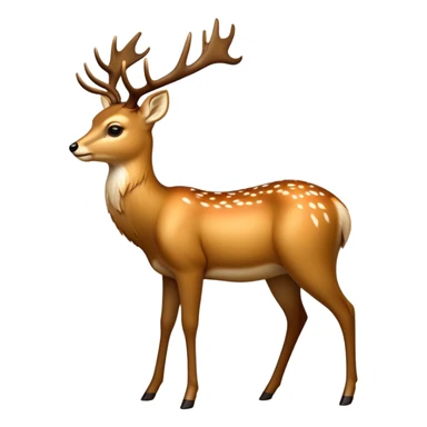 cinematic-[deer]-realistic-full-body-standing on all fours-emoji,-tail-tucked-close,-head-tilted-dramatically,-sleek-[fawn]-fur,-simplified-yet-realistic-focused-features,-highly-detailed,-glowing-with-an-almost-sarcastic-glow big antlers sticker