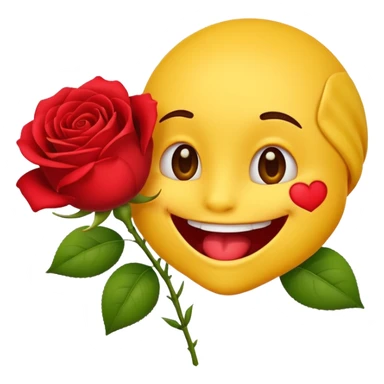 Normal emoji yellow biting a rose flower  sticker