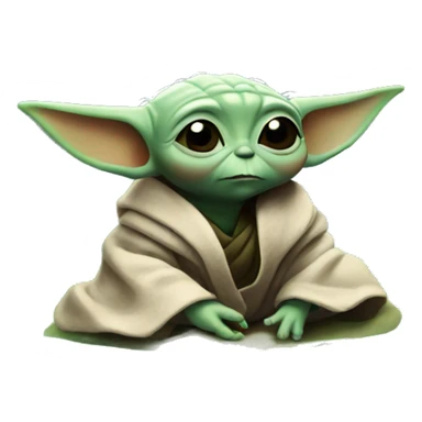 baby yoda floating meditating sticker
