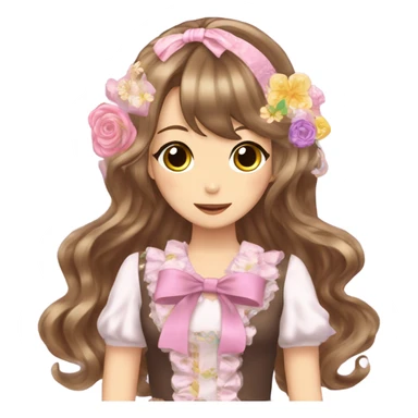 hime gyaru with brown hair sticker