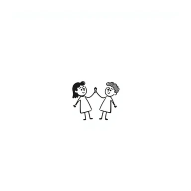 three stick figures holding hands, doodle style sticker