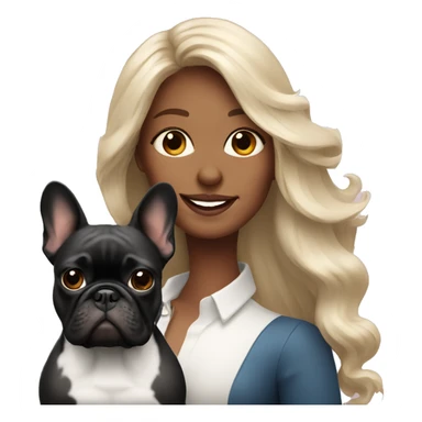 long haired lady with black french bulldog sticker