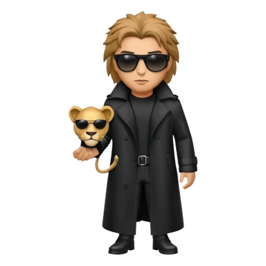 Matrix-inspired Neo with a lion's face, black trench coat, sunglasses sticker