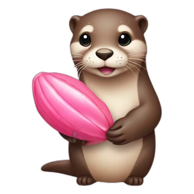 Otter holding a pink shell  sticker