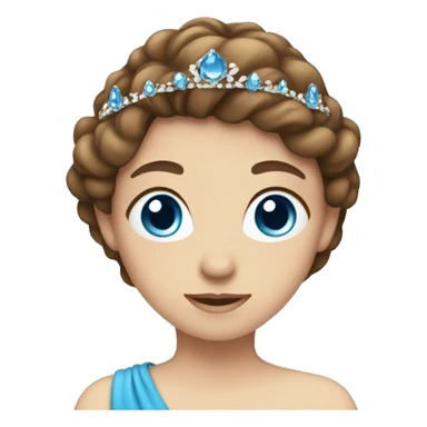 Girl with brown hair and blue eyes tiara emoji sticker