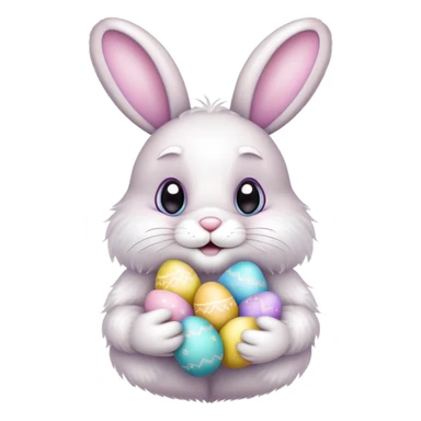Easter bunny with colorful eggs sticker