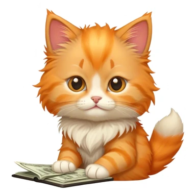 Fluffy orange kitten doing taxes  sticker