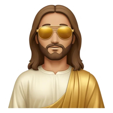 Rejoicing golden jesus figure sunglases sticker