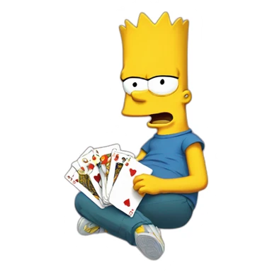 Bart simpson playing cards sticker