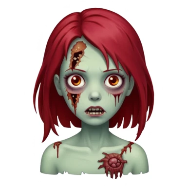 A zombie girl with dark red mid length  hair sticker