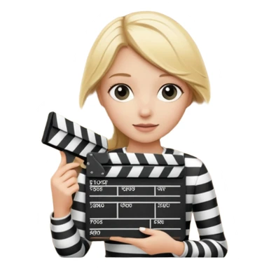 Blonde girl with film clapboard sticker