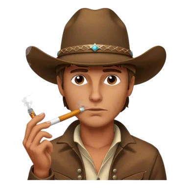 Serious guy with a cowboy hat smoking sticker