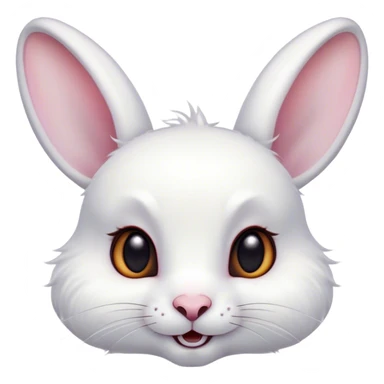 Cinematic Comical White Rabbit Portrait Emoji, Head tilted dramatically with an exaggeratedly amused expression, featuring a pristine white fur with perky, expressive ears and wide, playful dark eyes filled with disbelief, Simplified yet hilariously expressive features, highly detailed, glowing with a slightly sassy glow, high shine, dramatic yet playful, stylized with an air of cheeky mischief, bright and endearing, soft glowing outline, capturing the essence of a spirited and over-the-top bunny, so meme-worthy it feels like it could side-eye its way into internet fame instantly! sticker